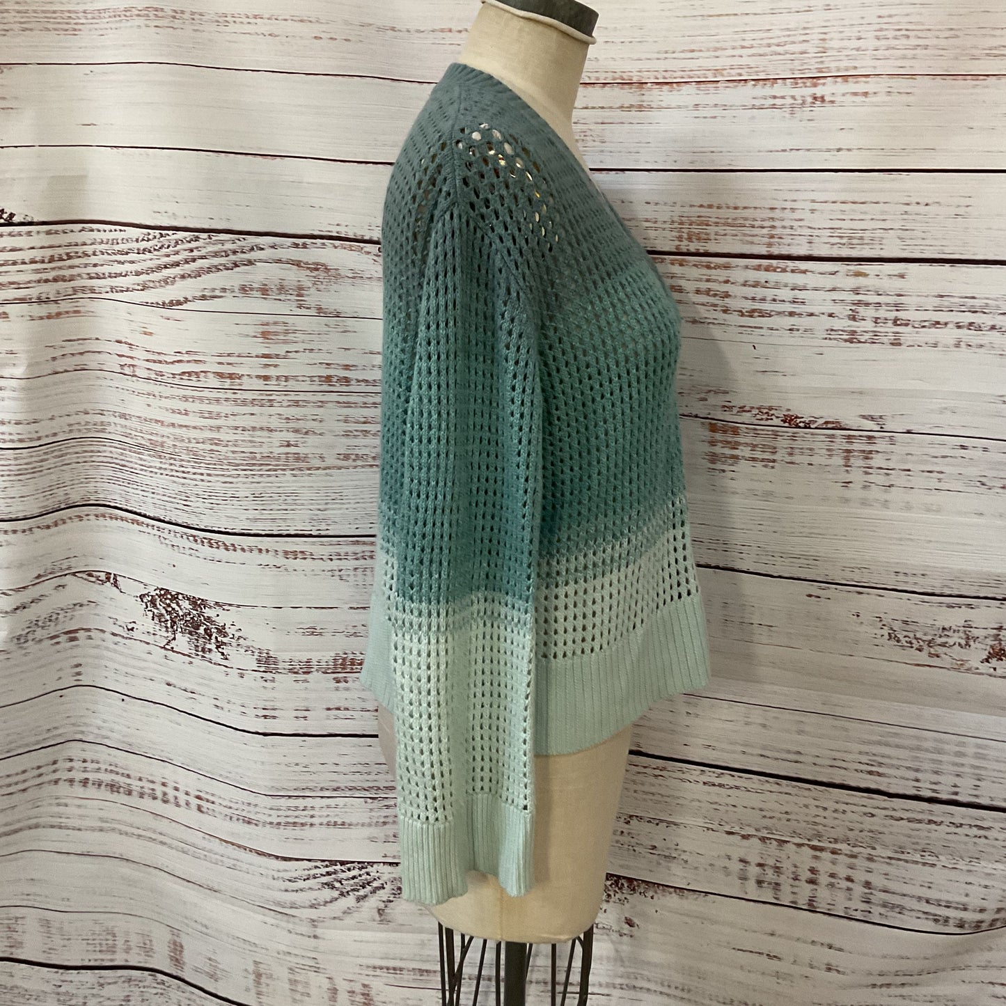 ATM Green Turquoise Gradient Knit Cardigan Sweater - Size S