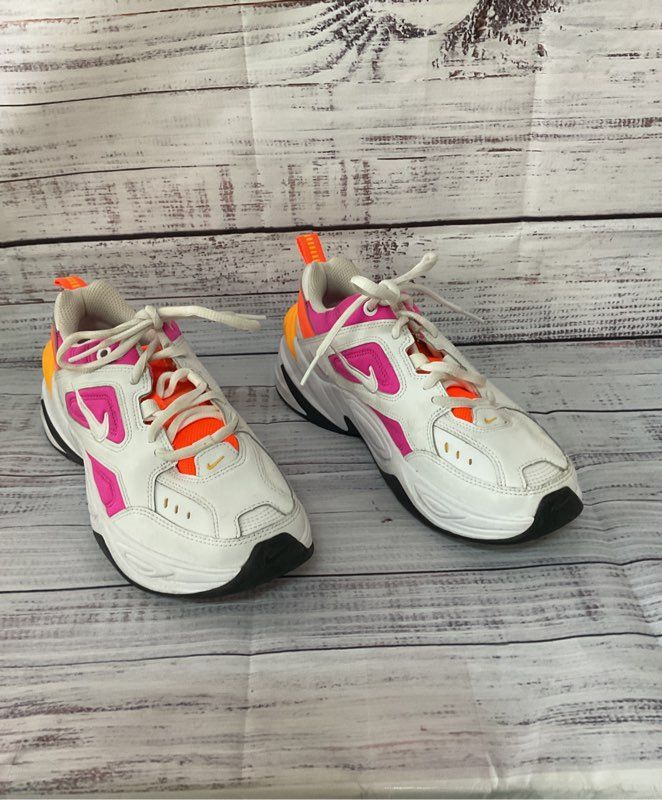 Women's Nike M2K Tekno White Pink Orange Sneaker Size 6