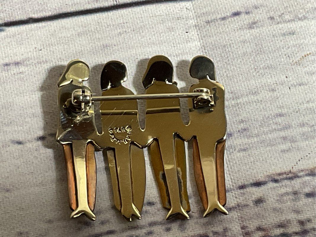 FAR FETCHED 4 Sisters Brass Brooch- 1.25"