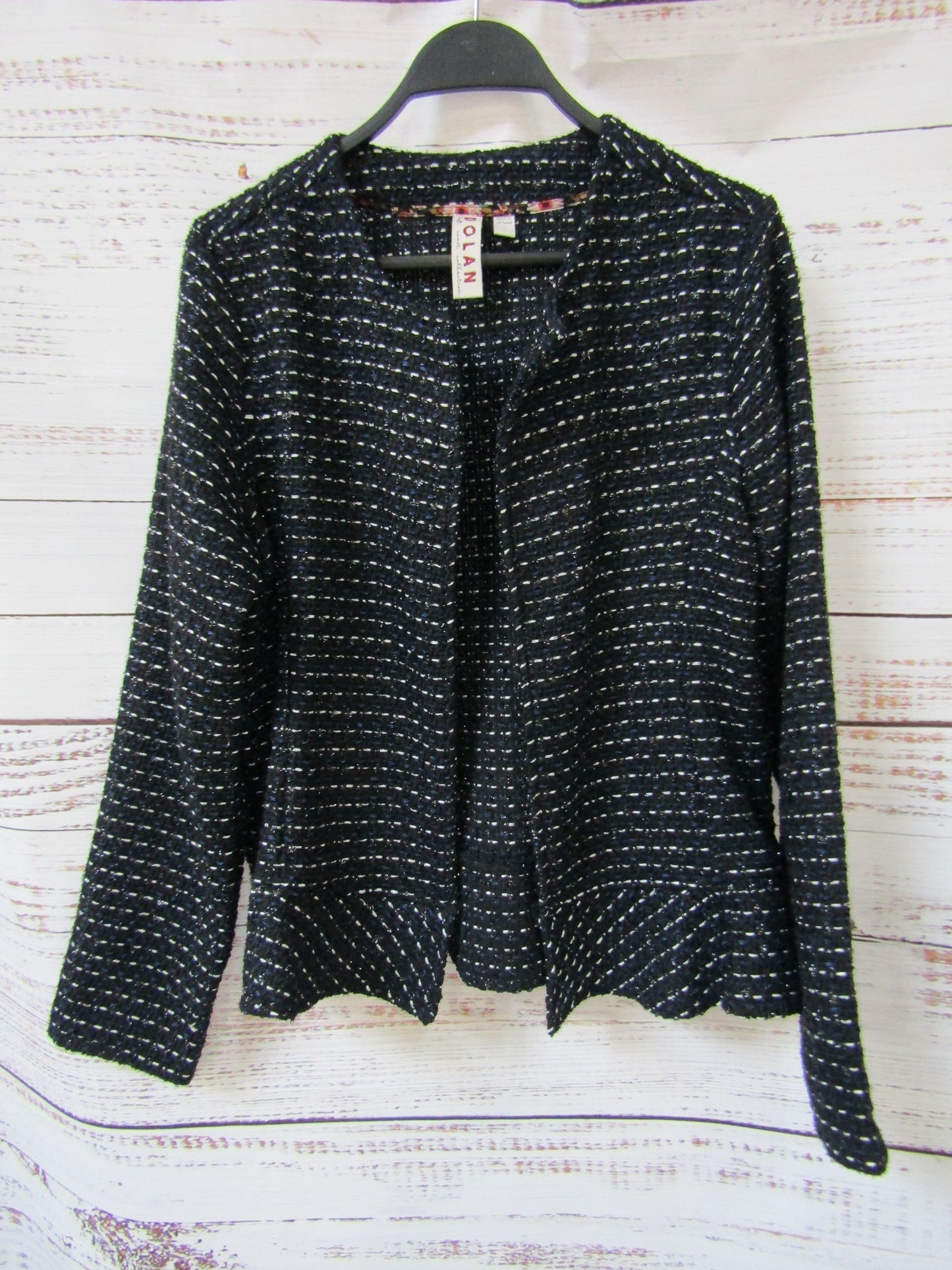 Dolan Women's Black & Blue Tweed Blazer Jacket Size L