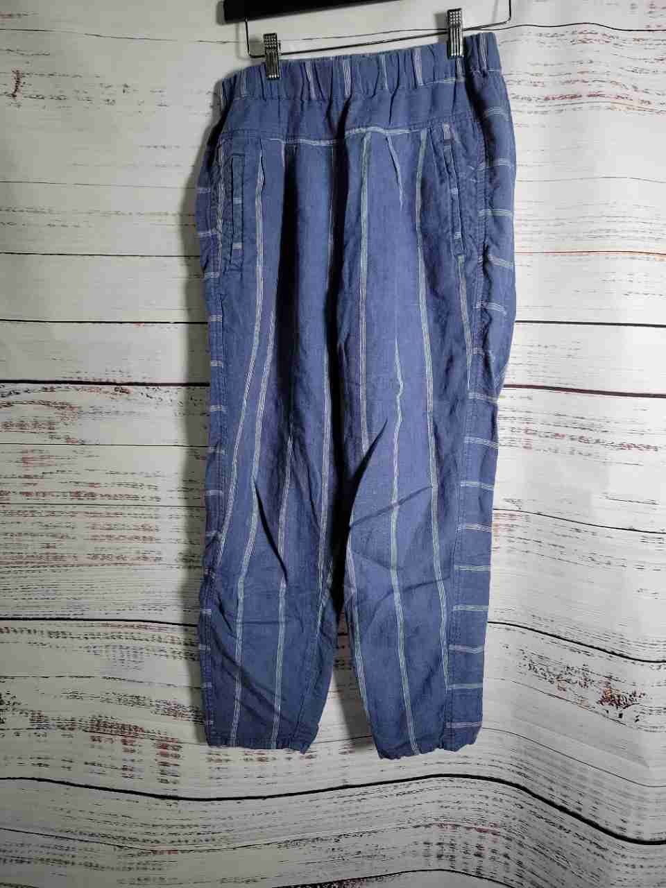 Women's Anthropologie Blue Linen pinstripe Pants Size XS
