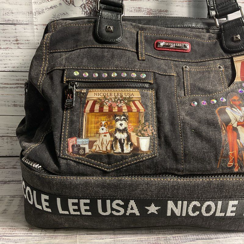 NWT Nicole Lee USA Sister's Secret Denim Jean Pocket Weekender Duffel Bag