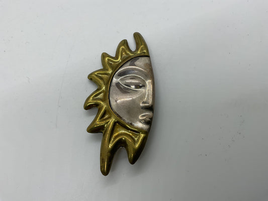 TAXCO Mexico Sterling Silver & Brass Half Sun SINGLE 2.5" Earring- 12.60g