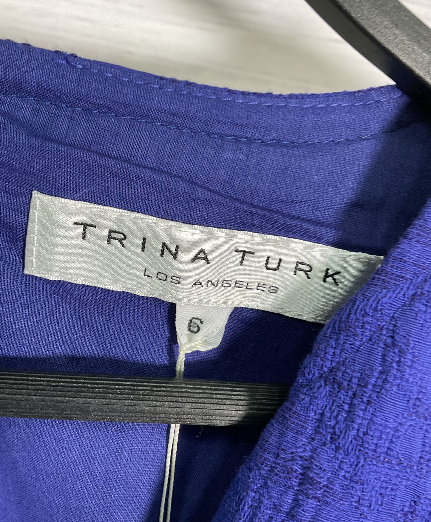 Trina Turk Women's Blue Cotton Linen Blend Sleeveless Sheath Dress Size 6