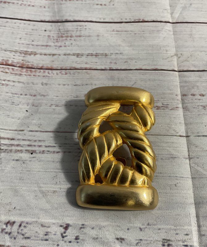 Vintage Lot of 2 Gay Boyer Women's Blue Leather Gold Buckles Belts