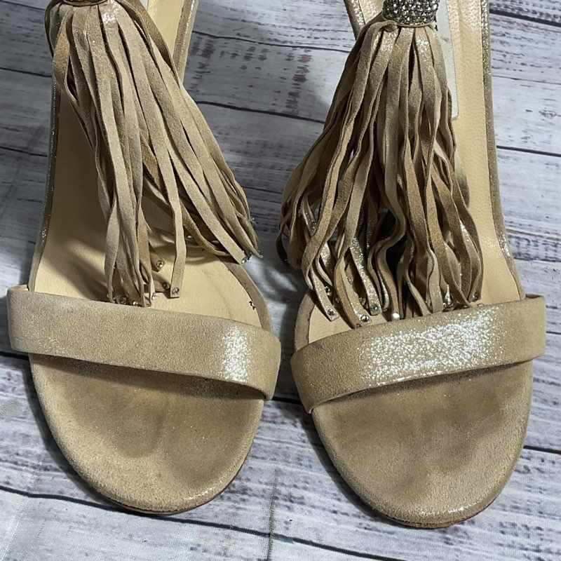 Jimmy Choo Suede Viola Tassle Beige Pump Heel Women's 10 US/40 IT