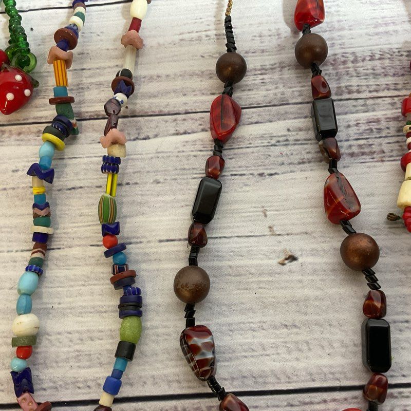 Set of 7 VTG. Multi Gemstone, Millefiori and Glass Beaded Necklaces