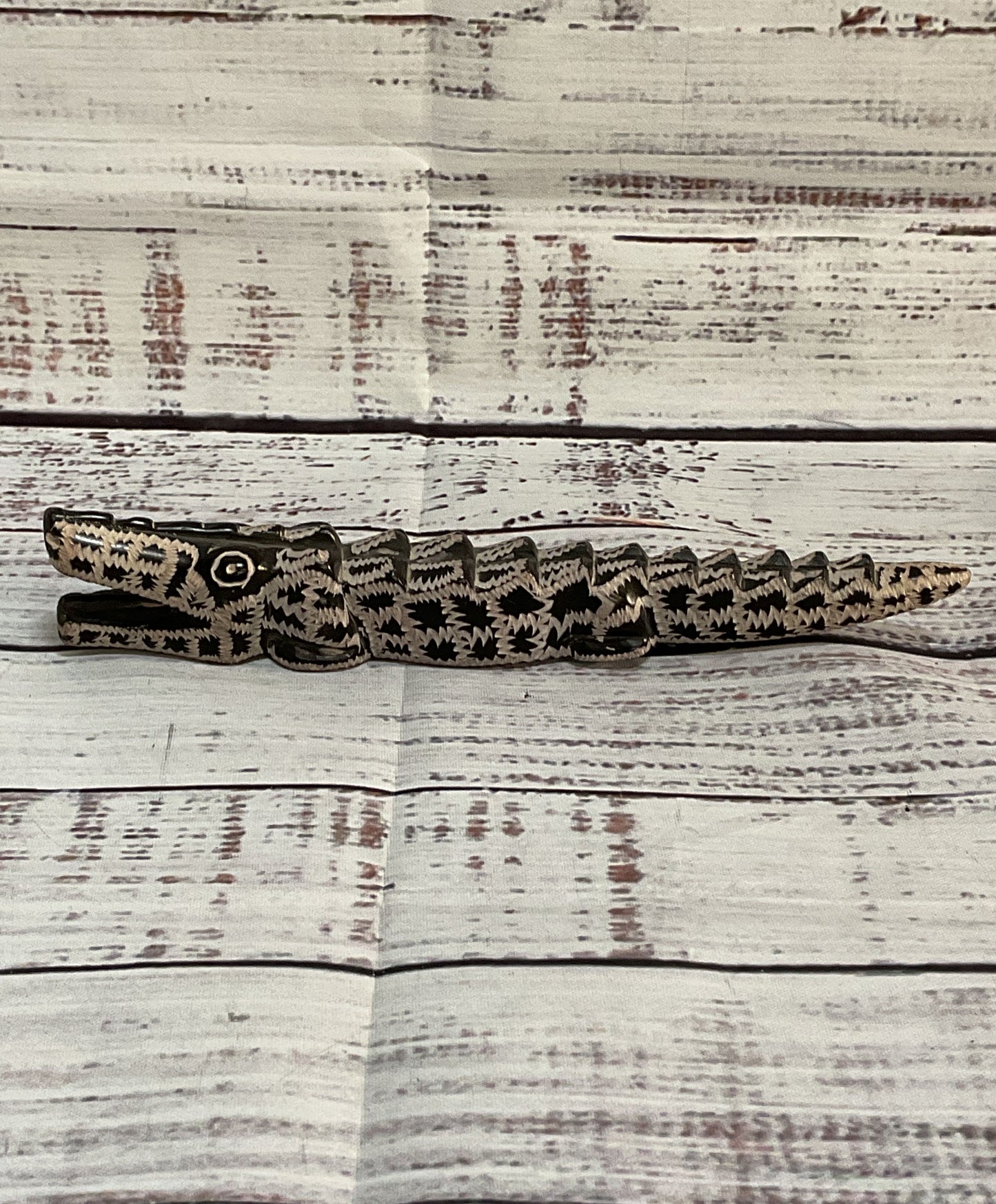 Vintage Soapstone Carved Alligator Figurine