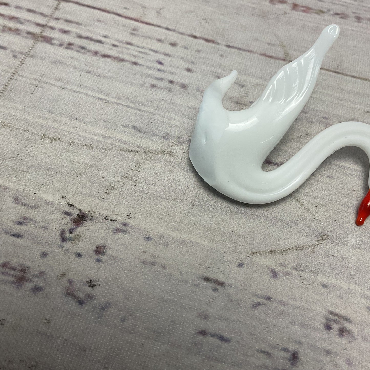 Murano White Hand Made Glass Swan Set Of 3miniature Figures