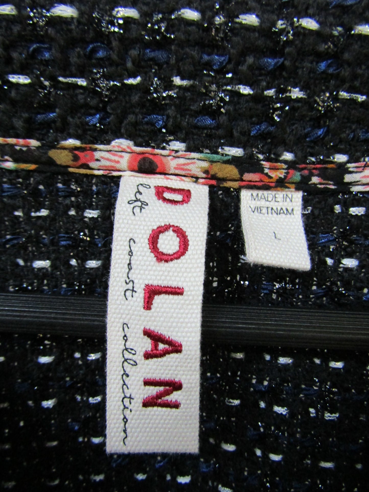 Dolan Women's Black & Blue Tweed Blazer Jacket Size L