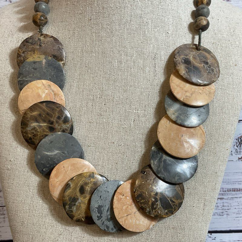 Sterling Silver Clasp Disc & Round Beaded Necklace- 25"