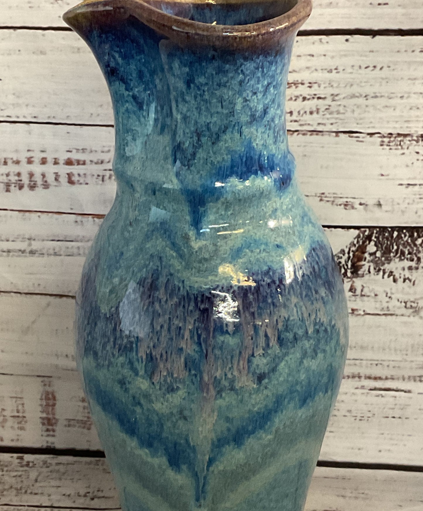 Vintage Stoneware Glazed Hand Made Vase Blue