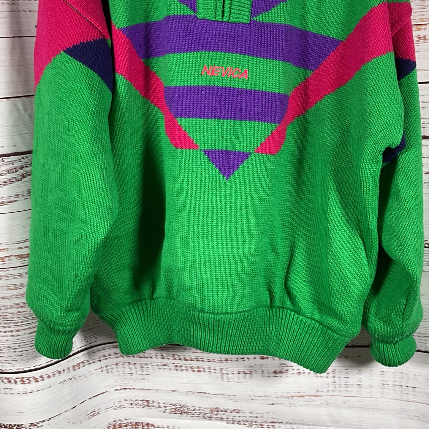 VTG NEVICA 100% Wool Color Block Ski Snowboard Pullover Sweater SEE MEASUREMENTS