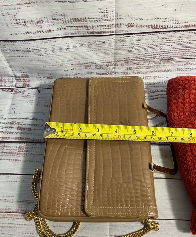 Morris Moskowitz Genuine Leather Brown Gold Tone Chain Strap Shoulder Bag