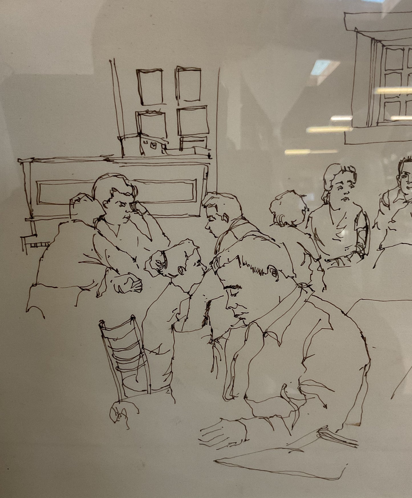 Vintage Lorna Levy Restaurant Diner Pen Sketch Drawing