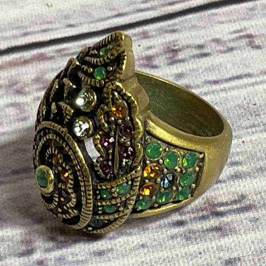 HEIDI DAUS Bronze & Multi Color Rhinestone SZ 5.25 Ring