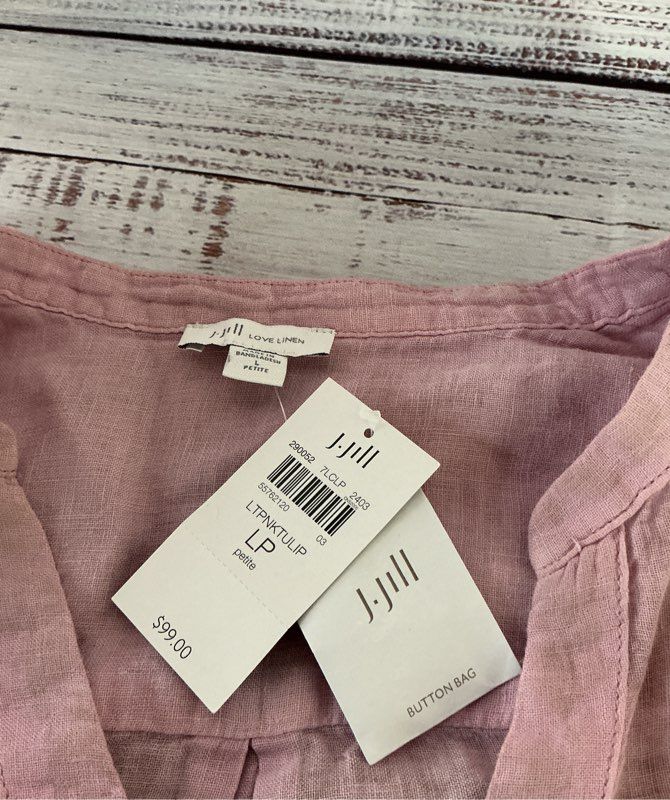 NWT Women's J. Jill Light Pink Linen Blouse Size LP