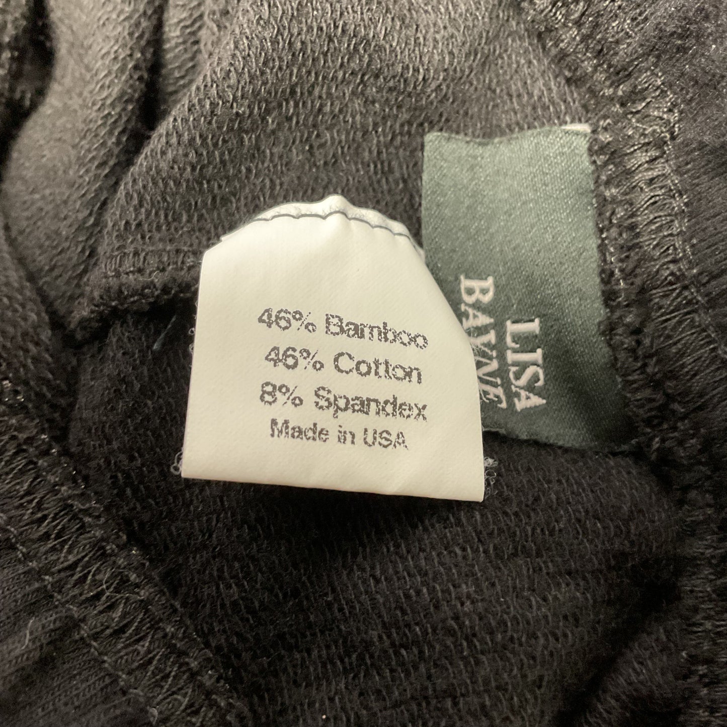 Lisa Bayne Black bamboo Cotton Stretch Leggings Pants - Size L