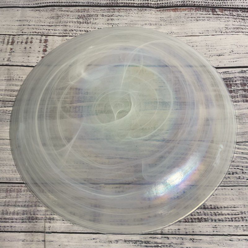 Set of 2 Artistic Accents Glass Pearl Iridescent Swirl 11” Dinner Plates