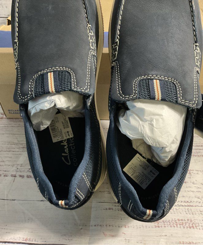 NEW CLARKS Sailview Step Slip-On Shoe Men's Size US 12 M Navy Nubuck