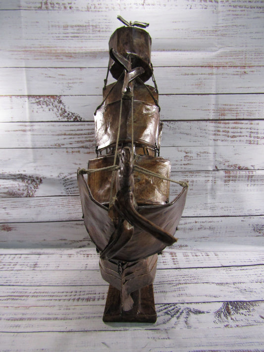 Vintage Handcrafted Paper Mache Sailboat Figurine