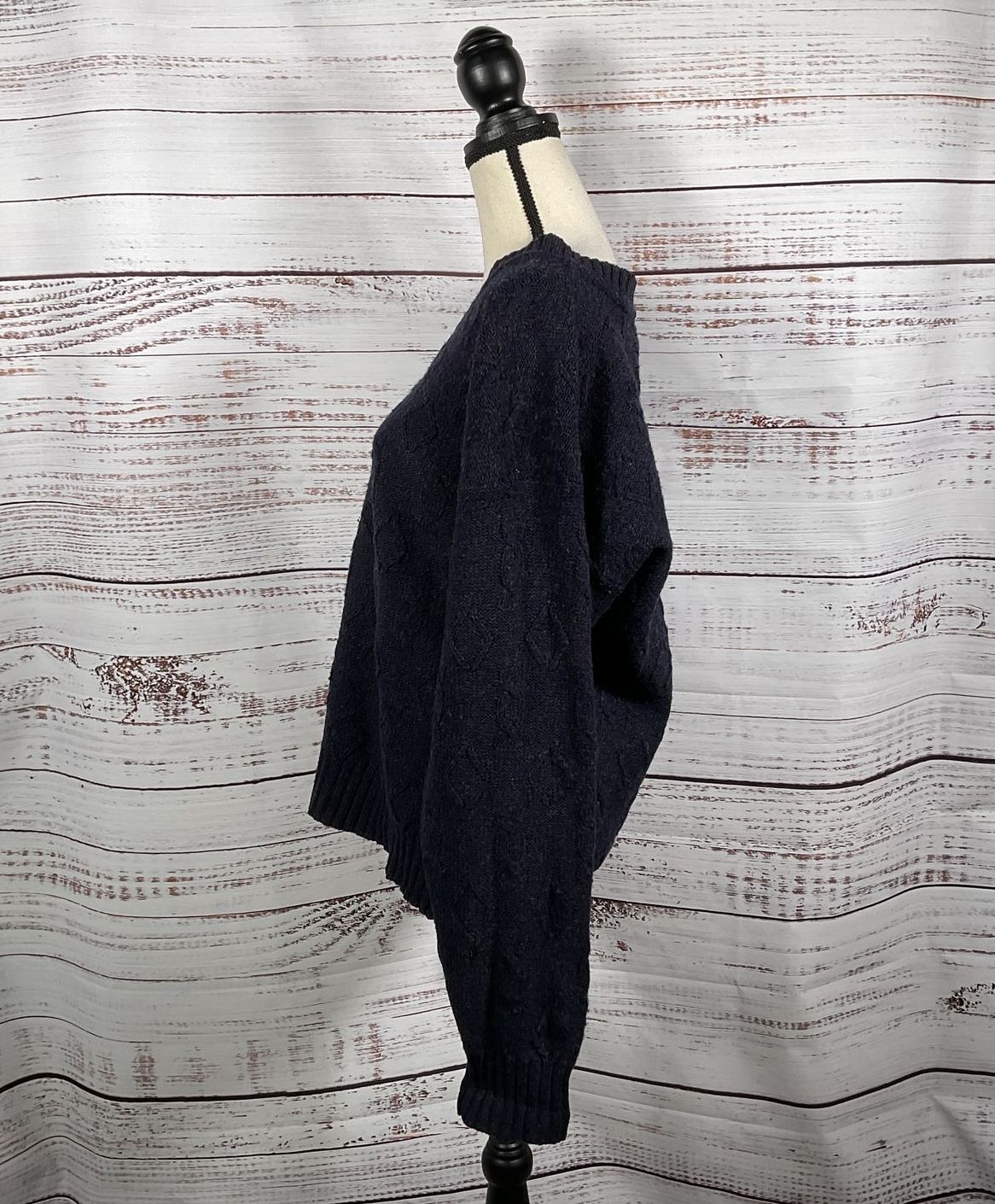 Christian Dior Navy Blue 100% Wool Shetland Sweater - Size Large *See Dscrptn*