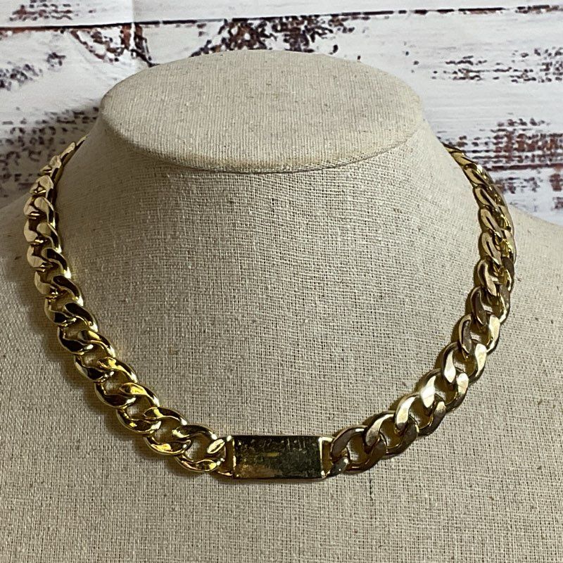 LULUS Gold Tone Curb Chain Choker Necklace- 17"