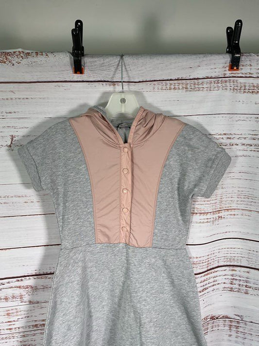 Moncler Girl's Pink Hooded Grey Dress Size 12A ABITO Short Sleeve