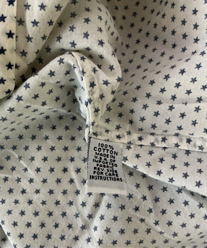 Men's New England Shirt Co White & Blue Star Print BU Shirt Size M Retail $178