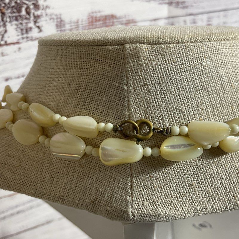 VTG. Mother of Pearl Beaded 55" Necklace