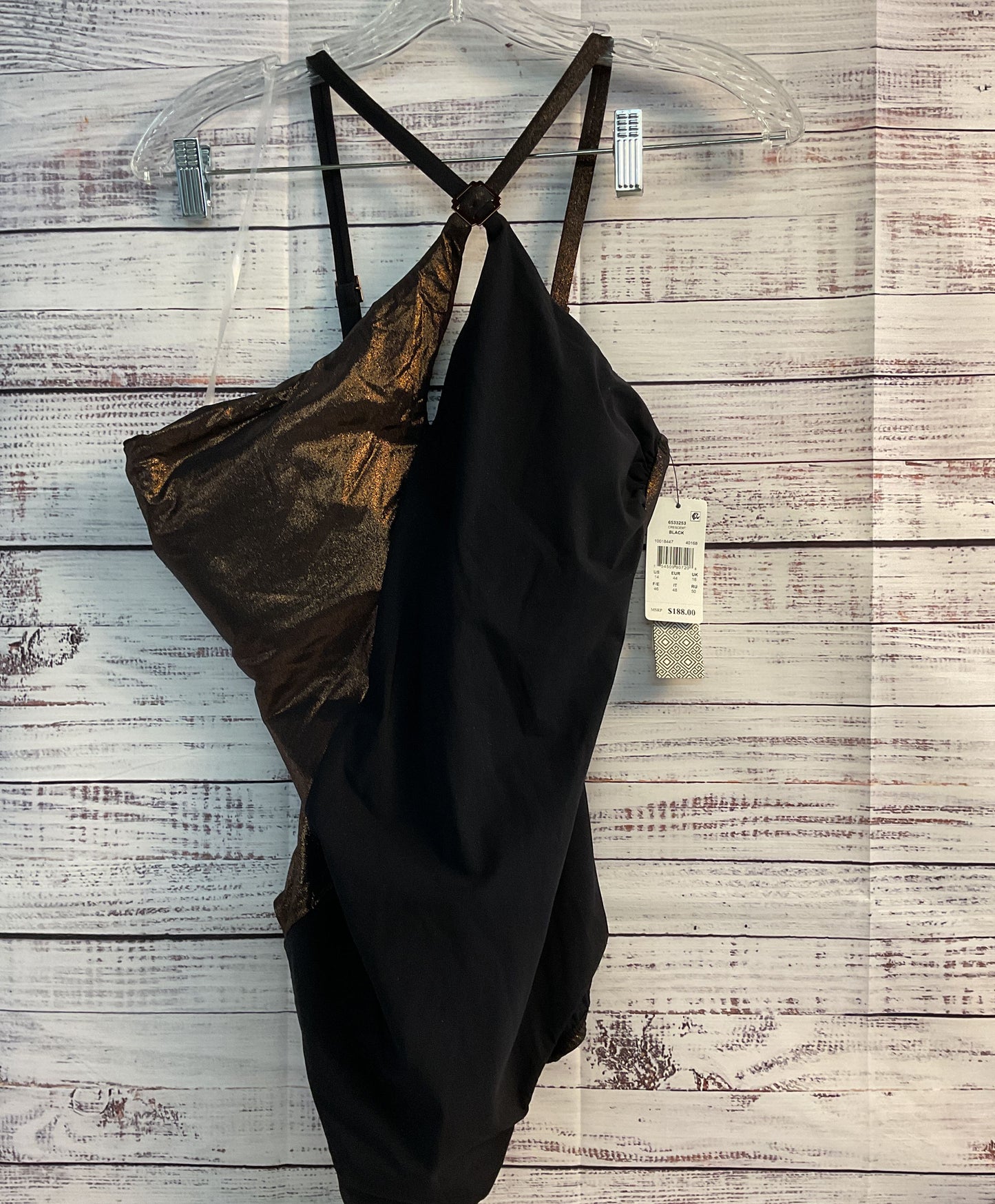 NWT Women's Amoressa Black/Bronze Swimsuit Size 14