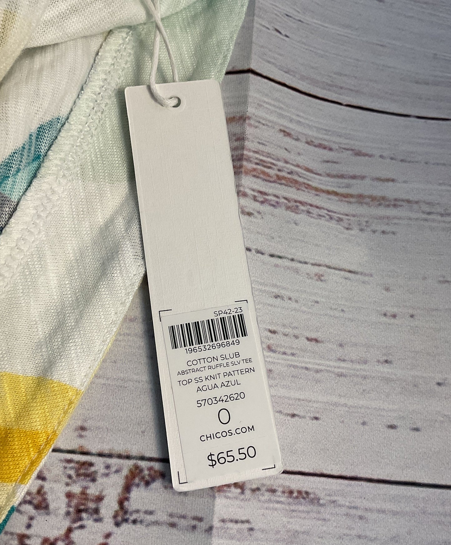 NWT Women's' Chicos White Print Flutter Sleeve Top Size S