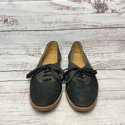 Ugg Nolita Black Grey Nubuck Fabric Oxford Flat Women Size 10