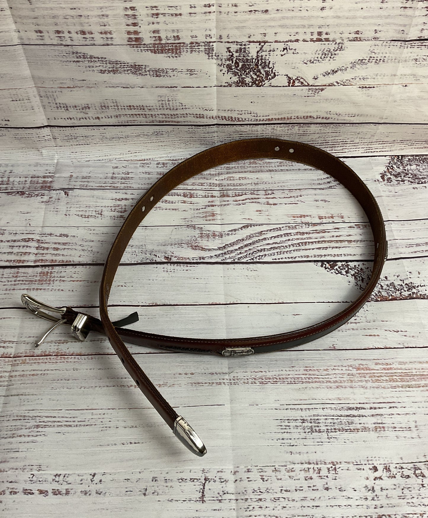 Onyx by Brighton Brown Men's Golf Belt with Silver and Black Details - Size 38