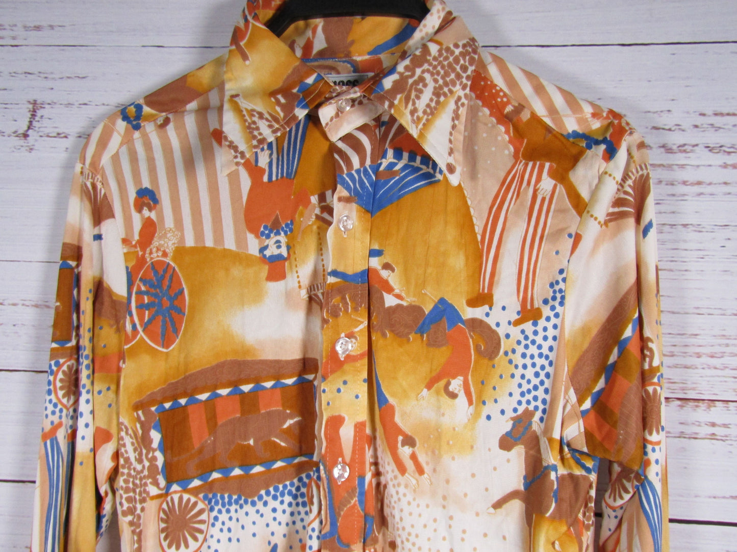 Moss Shirtmakers Women's Multi-Color Circus Print Shirt Size M