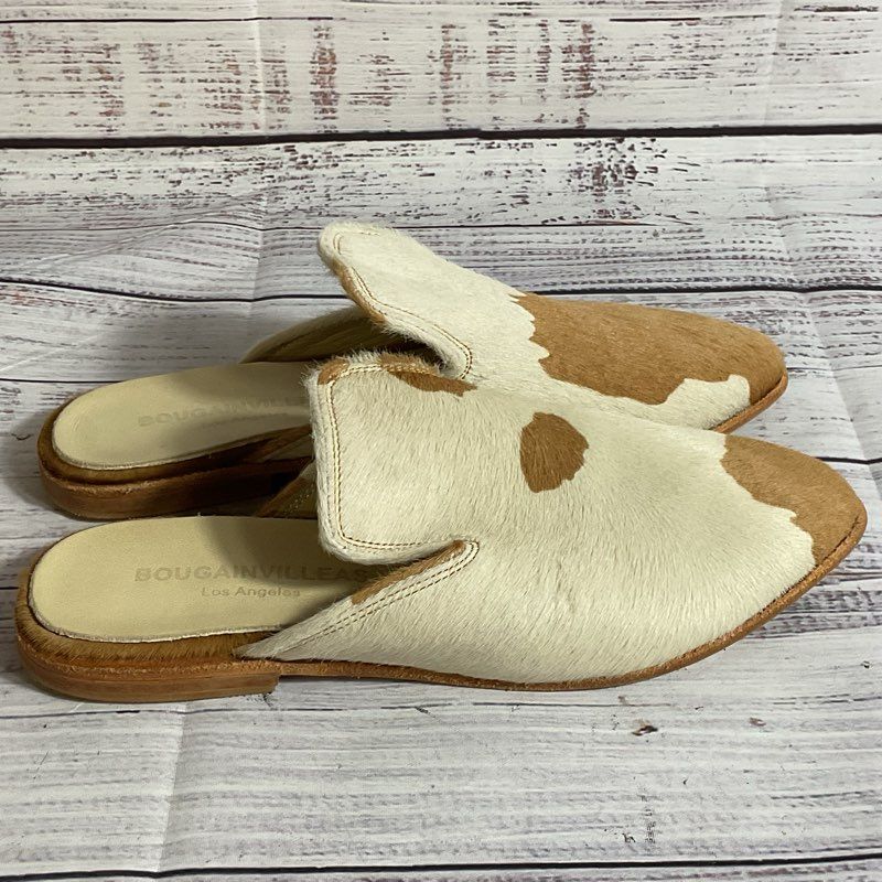 BOUGAINVILLEAS Beige Calf Fur Slip On Mules- SZ 35