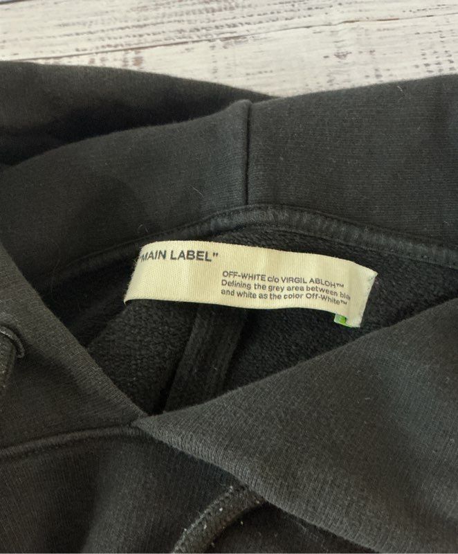 Men's Off White Black Sweatshirt Hoodie Size L AS IS
