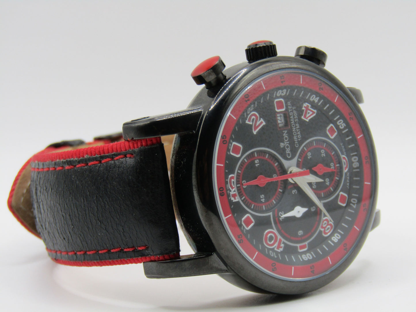 Croton Chronomaster Men's Black & Red Chronograph Watch CC311212