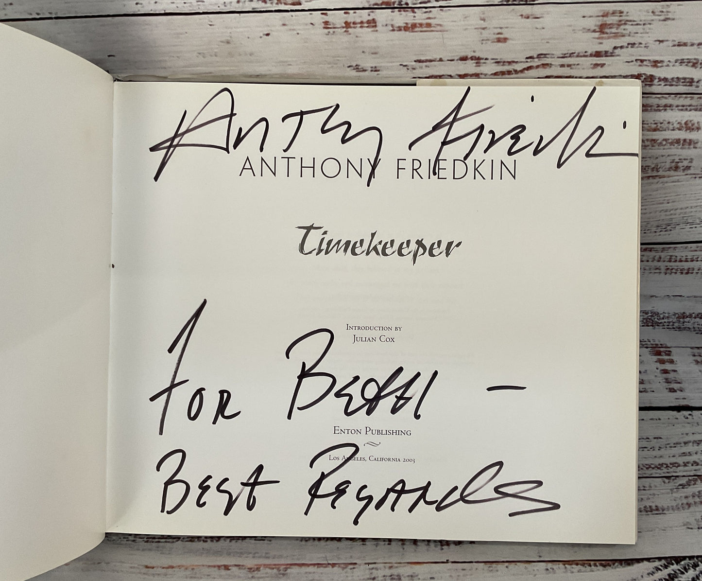 Timekeeper by Anthony Friedkin 2003 First Edition