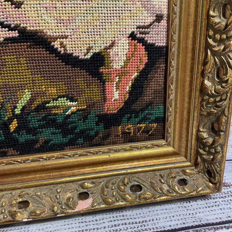 VTG 1977 The Bowden Children Hoppner Needlepoint Reproduction Signed PM, Framed