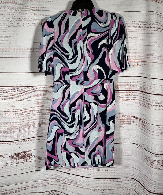 NTW Nicole Miller Navy Pink Print Short Sleeved Dress Size 6 Retail $179