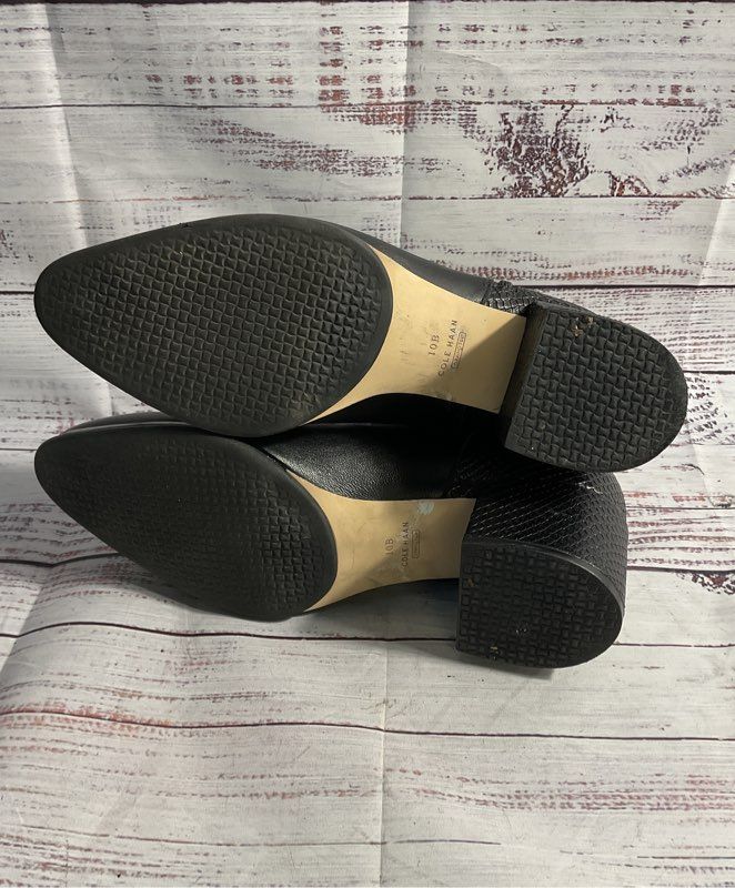 Cole Haan Grand Ambition Holland Black Embossed Leather Booties Size 10 B