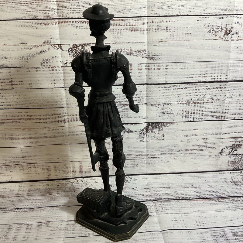 VTG. 18" Black Resin? Don Quijote Figural Sculpture- MISSING STICK