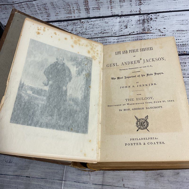 Antique 1880 Life Of Andrew Jackson Hardcover Biography Book By John Jenkins
