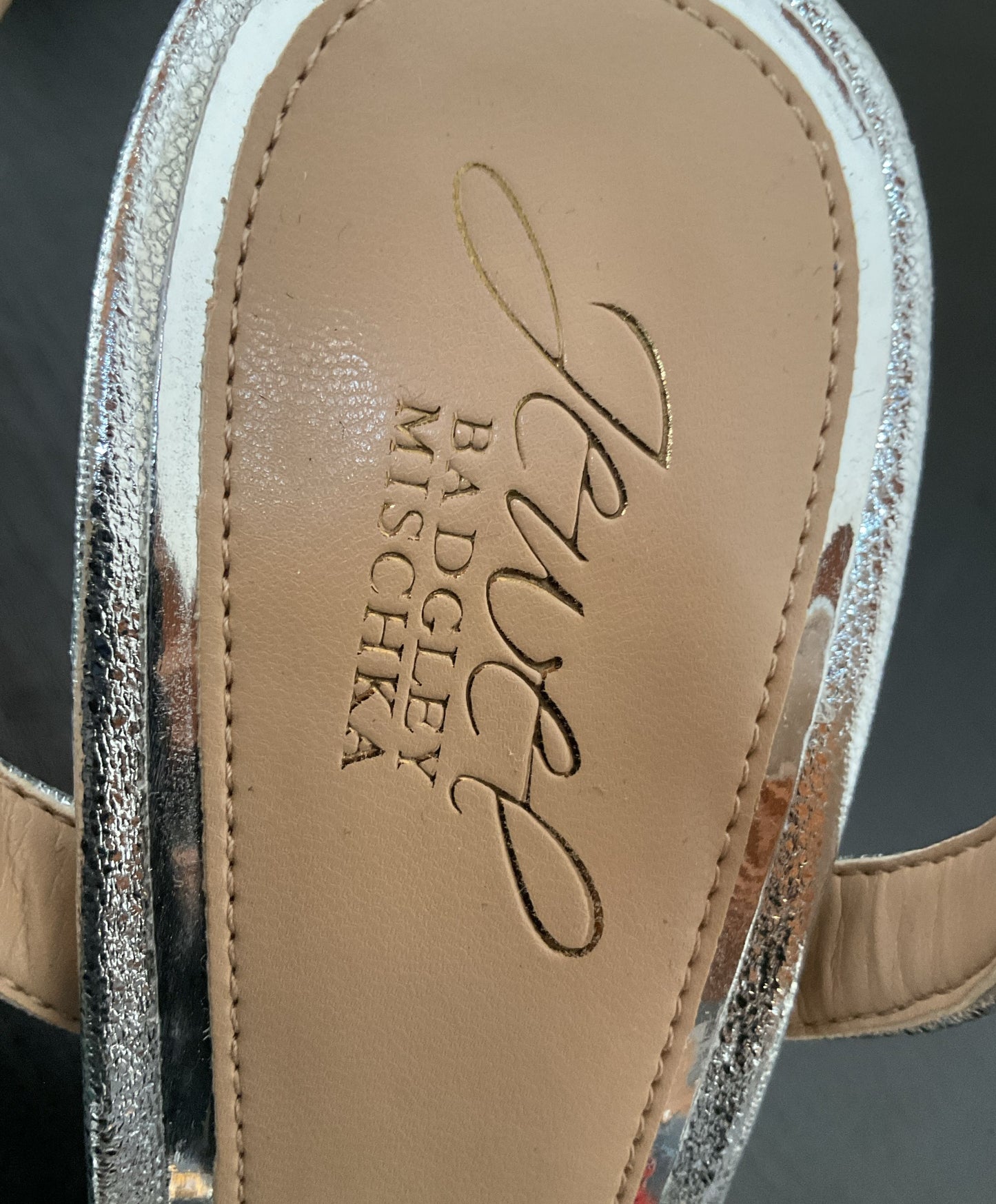 Women's Jewel Badgely Mischka Silver/Brown Heel Size 7 1/2
