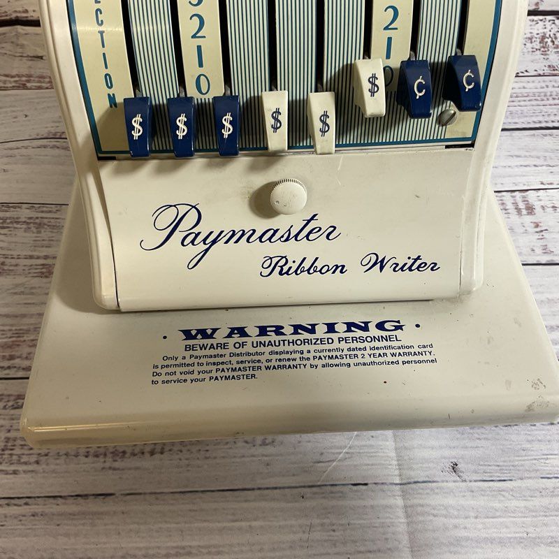 VTG./ANTIQUE PAYMASTER Series 8000 Check Printer Machine Ribbon Writer With Key