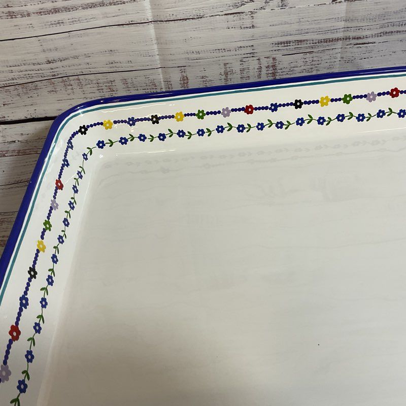 THE LAST LINE Large Rectangle Serving Tray Multi Floral Enamel- 15.25" X 18"