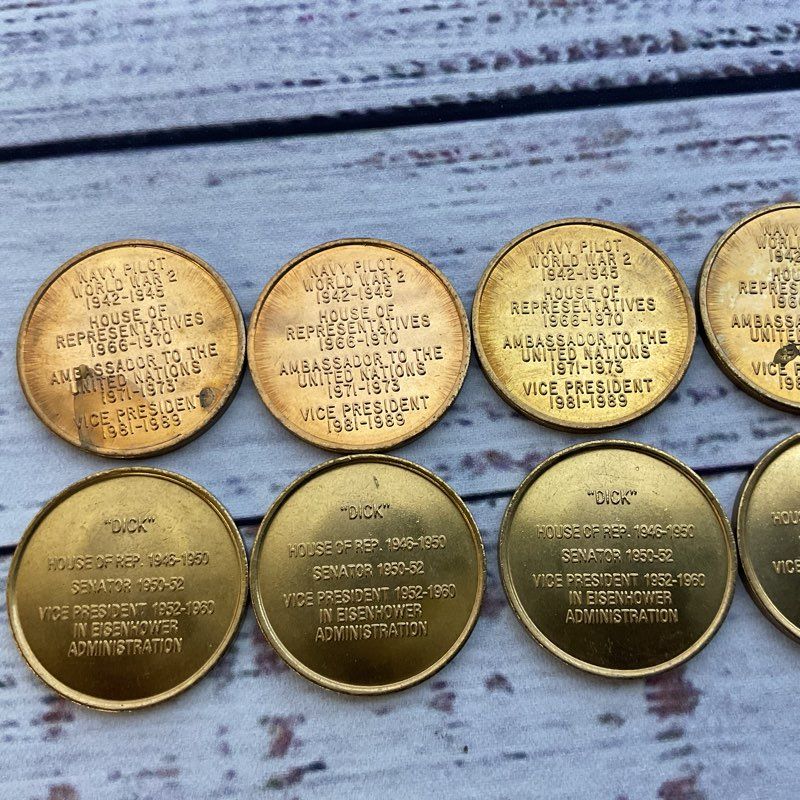 Set of 10 VINTAGE George W. Bush and Richard Nixon Commemorative Tokens/Coins