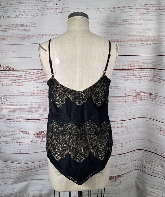Alice + Olivia Emmeline Handkerchief Hem Lace Camisole Black S