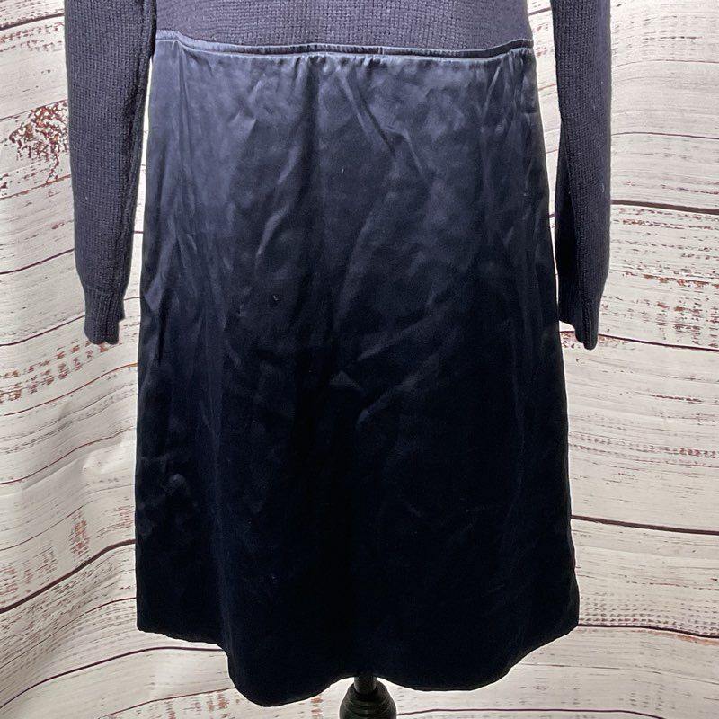 A.P.C. Women's Navy Blue Wool Knit and Silk Dress- SZ S